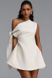 Denali Chic Tailored One Shoulder Asymmetric Woven Mini Dress